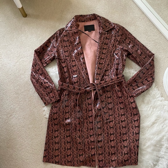 Faux Leather Python Animal Print Trench Coat - Picture 2 of 4